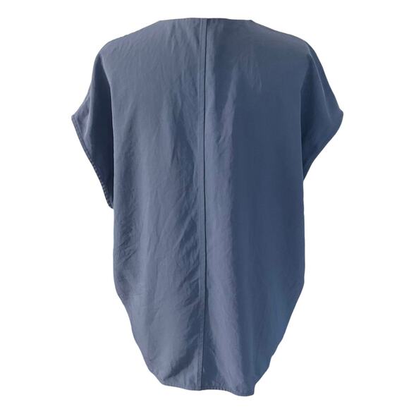 Everlane Blue V-Neck Shirt Women Size 8 | 8-4 - Picture 2 of 6